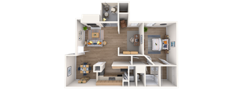 1 bedroom 1 bathroom floor plan G at Arboretum Oaks, Austin, Texas