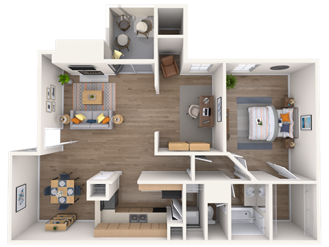 1 bedroom 1 bathroom floor plan G at Arboretum Oaks, Austin, Texas
