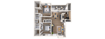 2 bedroom 2 bathroom floor plan Cat Arboretum Oaks, Austin