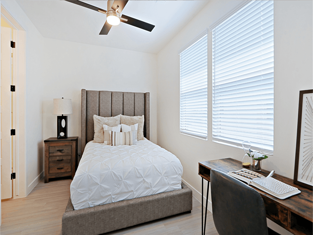 Bedroom With Ceiling Fan at Scottsdale Hayden Townhomes, Scottsdale