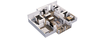 3d floor plan of a 2100 sq ft apartment