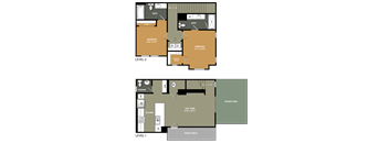 A floor plan of a two-level home with labeled rooms and dimensions.
