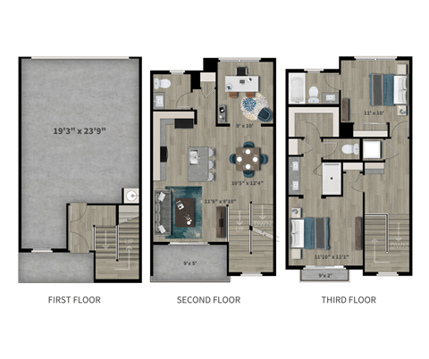 B1 Floor Plan at Scottsdale Hayden Townhomes, Scottsdale, Arizona
