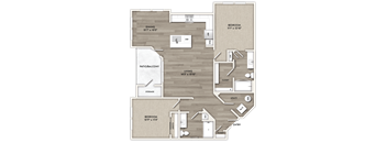 A floor plan of a home with a dining area, two bedrooms, a patio, a storage area, a closet, a utility space, and an entry way.