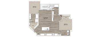 A detailed layout of a house floor plan with labeled rooms and dimensions.