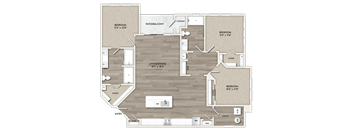 A floor plan of a house with labeled rooms and dimensions.