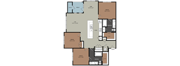 C1 Floor Plan Layout at Ironridge's Apartments in San Antonio, TX