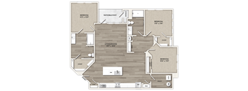 A detailed layout of a house floor plan with labeled rooms and dimensions.