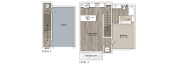A diagram shows a two-level home layout with labeled rooms such as a garage, living room, dining room, bedroom, and bathroom.