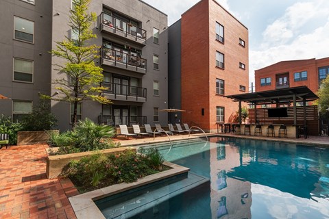 Swimming pool at The Can Plant Residences at Pearl, San Antonio, TX 78215
