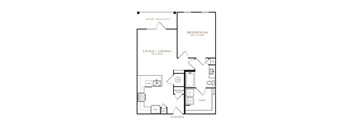 A black and white image of a floor plan for a home with a living room, dining room, bedroom, and closet.