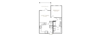 A floor plan of a home with a living room, dining room, bedroom, and closet.