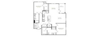 A black and white image of a house floor plan.