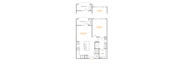 a diagram of a floor plan and a plan of a building with blue and red