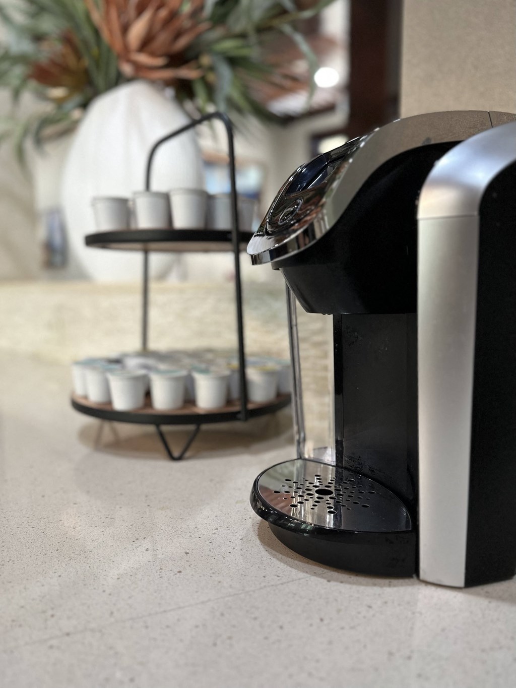 a coffee machine sitting on top of a counter