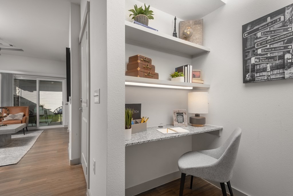 view of living room from entry way with desk and office space at the preserve at