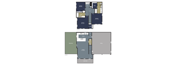 A floor plan of a two-story residential building with labeled rooms.