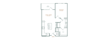 a floor plan of a 1 bedroom floor plan