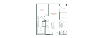 a floor plan of a 1 bedroom apartment