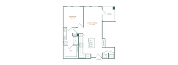 a floor plan of a 1 bedroom apartment