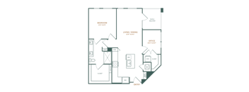 a floor plan of a 1 bedroom floor plan