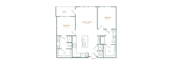 a floor plan of a small apartment with a bedroom and a living room