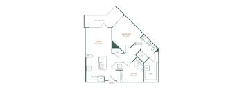 a blueprint of a 1 bedroom floor plan  schematic