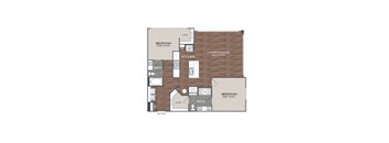 a floor plan of a studio apartment with a bedroom and a living room