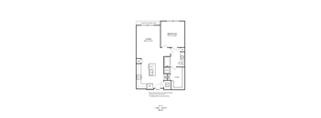 A floor plan of a one bedroom apartment.