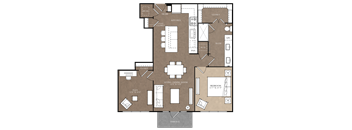A detailed floor plan of a house layout with labeled rooms such as Kitchen, Bath, and Bedroom.