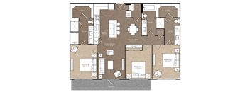 A floor plan of a house with labeled rooms such as "Kitchen", "Living Room", and "Bedroom 1".