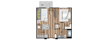 a floor plan of a room with a bedroom and a living room