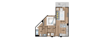 a floor plan of a home with a bedroom and a living room