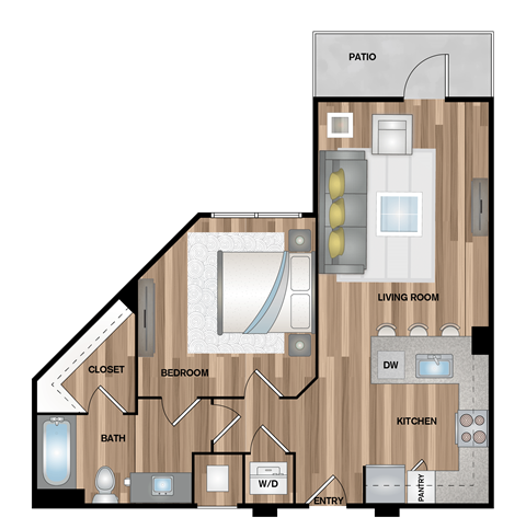 a floor plan of a home with a bedroom and a living room