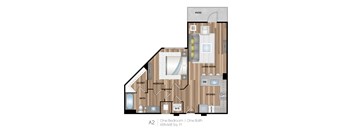 a floor plan of our one bedroom floor plan with roommates