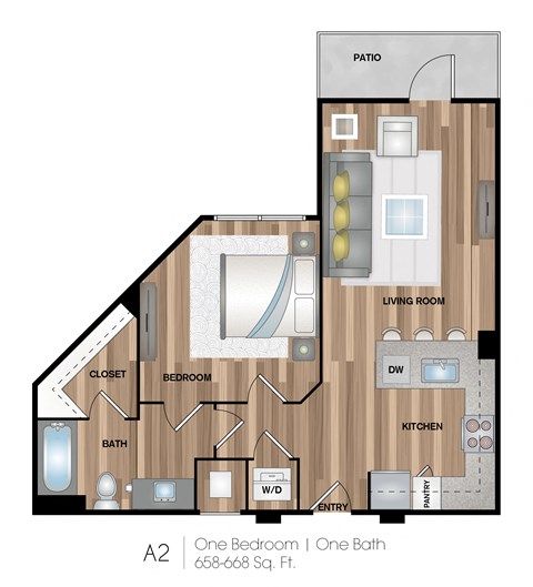 a floor plan of our one bedroom floor plan with roommates