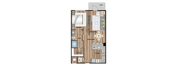 a floor plan of a living room with a bedroom and a dining room