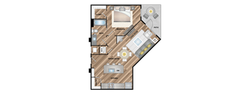 a floor plan of a home with a bedroom and a living room