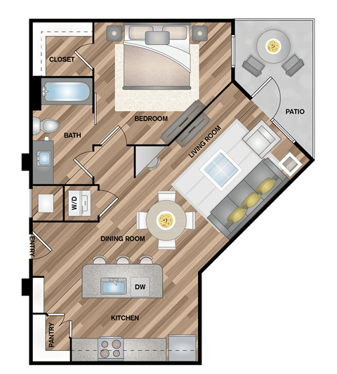a floor plan of a home with a bedroom and a living room