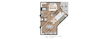 a floor plan of a home with a bedroom and a living room