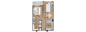 a floor plan of a living room with a bedroom and a dining room