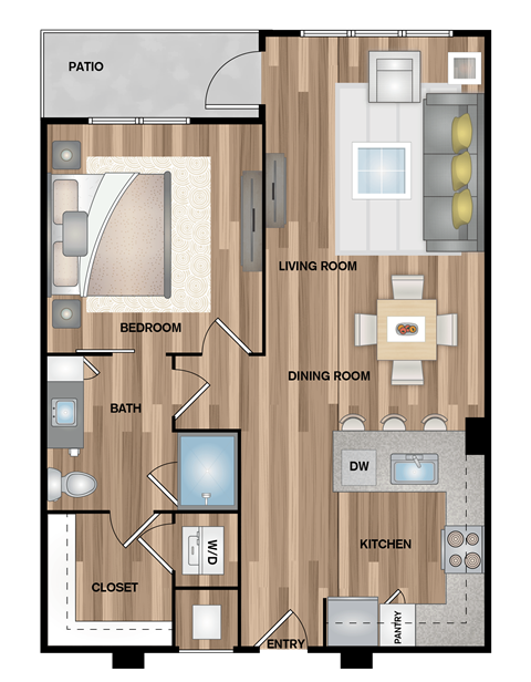 a floor plan of a living room with a bedroom and a dining room