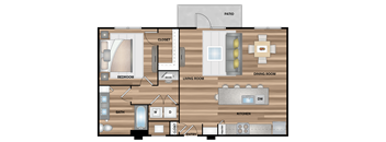 a floor plan of a house with a living room and a dining room