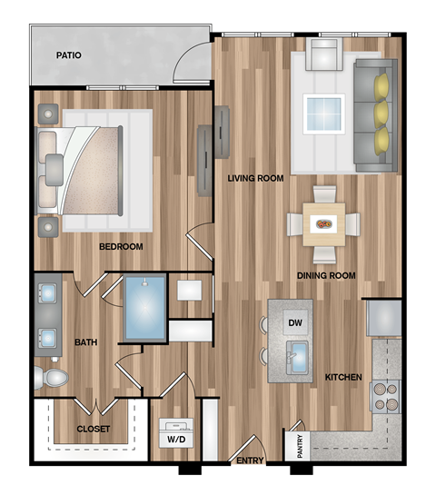 a floor plan of a living room with a bedroom and a dining room