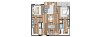 a drawing of a floor plan with bedrooms and baths