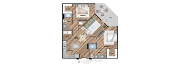 a floor plan of a home with a bedroom and a living room