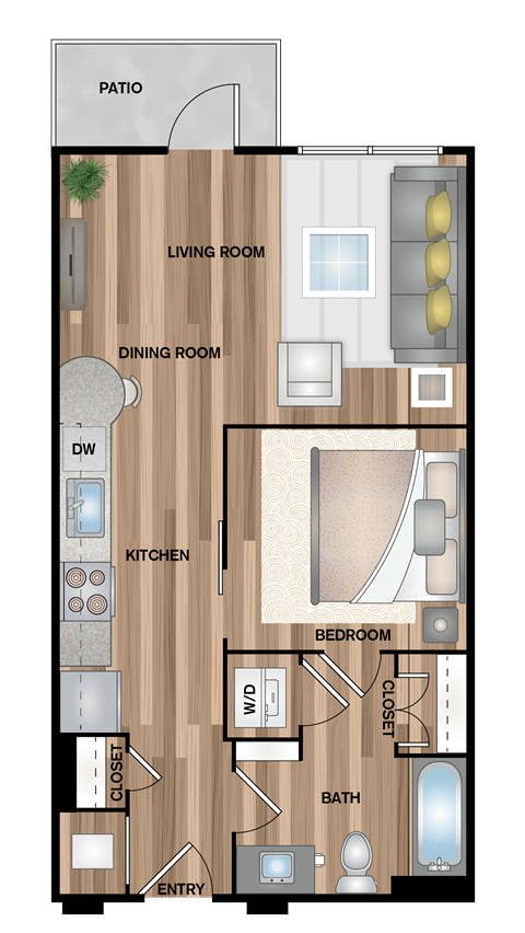 a floor plan of a room with a bedroom and a living room