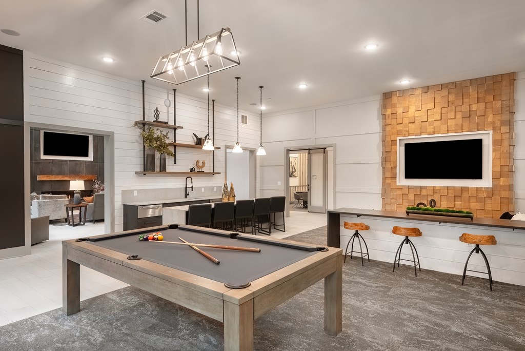 Upscale Game Room With Pool Table