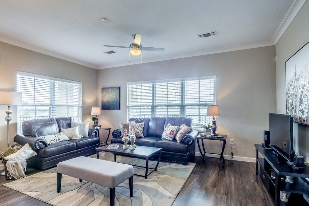 living room area of an apartment at sandstone crossing