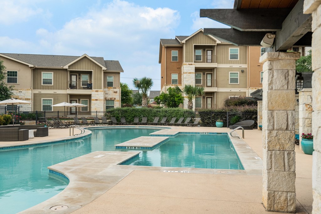 our apartments have a large swimming pool in front of our building
